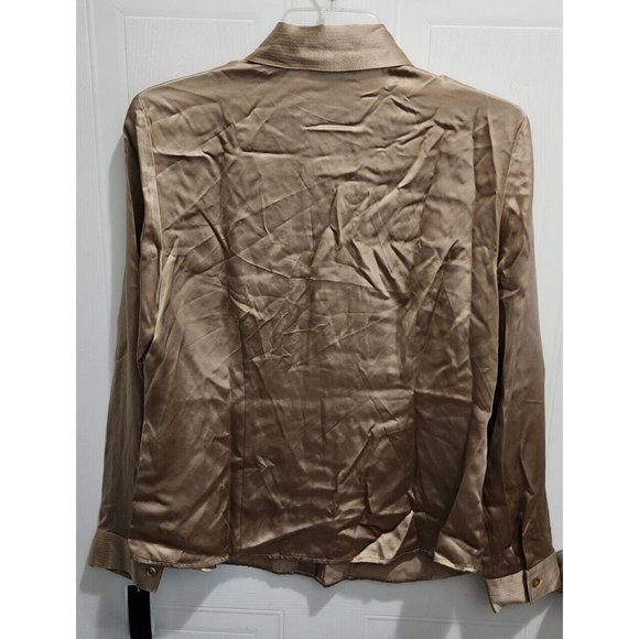 NEW Grace Dane Lewis Women's Long Sleeve Button Up Blouse Top 100% Silk Sz 12P - Picture 10 of 11